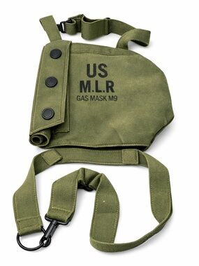 WWII US Army M9 Gas Mask Carrier Bag M L R Marked Original Canvas WW2 Surplus